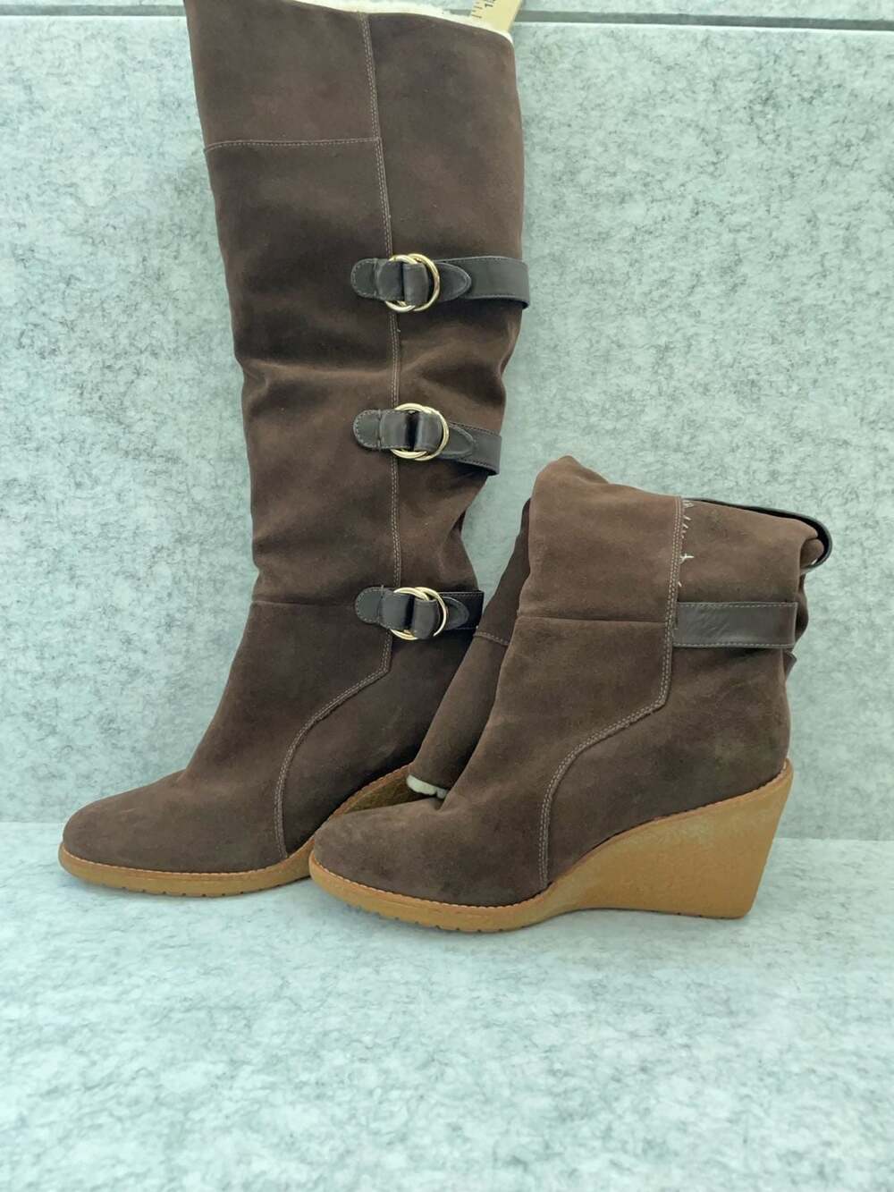 Cole Haan x Air Michelle Waterproof Suede Shearling Wedge Boots